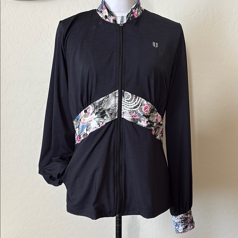 Ele Ven by Venues Women's Black Floral Jacket. S